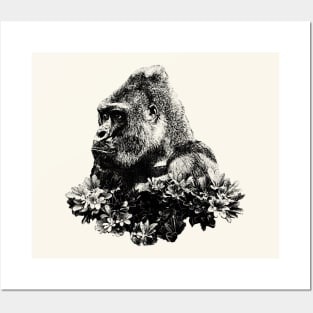 Gorilla portrait Posters and Art